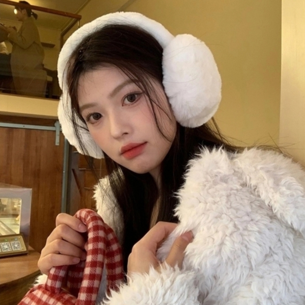 White Faux Fur Earmuffs Soft Girl Coquette Plush Winter Fall Ski Cozy Aesthetic